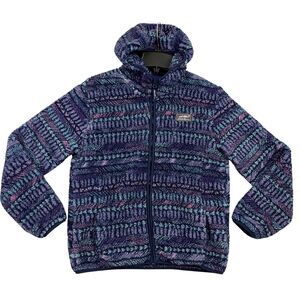 Eddie Bauer Kids Sherpa Fleece Hoodie Jacket L 14/16 Purple Full Zip